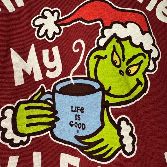 LIFE IS GOOD women's size XL "Hello Darkness my old Friend" grinch Christmas top - Picture 3 of 11